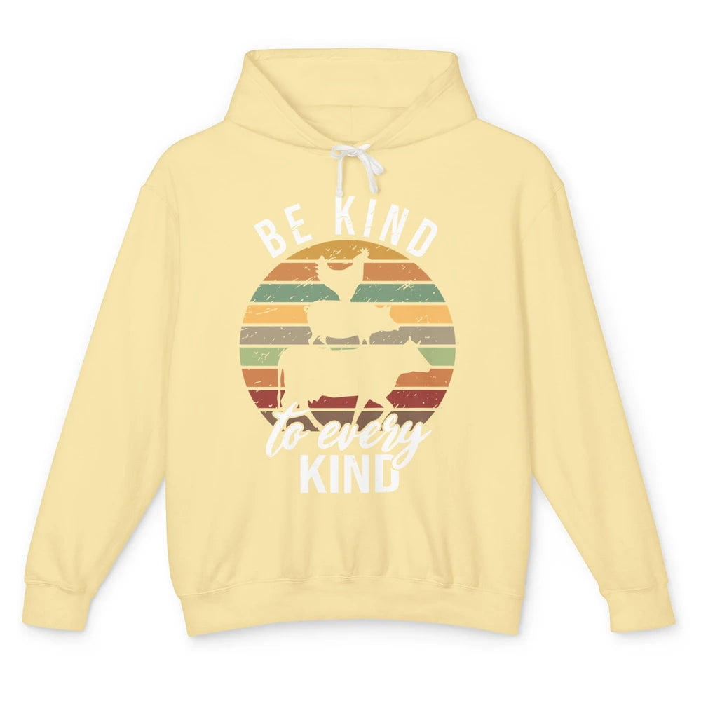 Retro Vegan Be Kind To Every Kind Vegetarian Friend Not Food Unisex Lightweight Hoodie