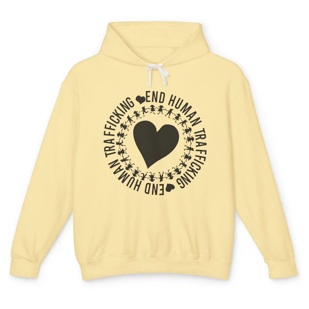 Save Our Children End Human Trafficking Awareness Heart Unisex Lightweight Hoodie