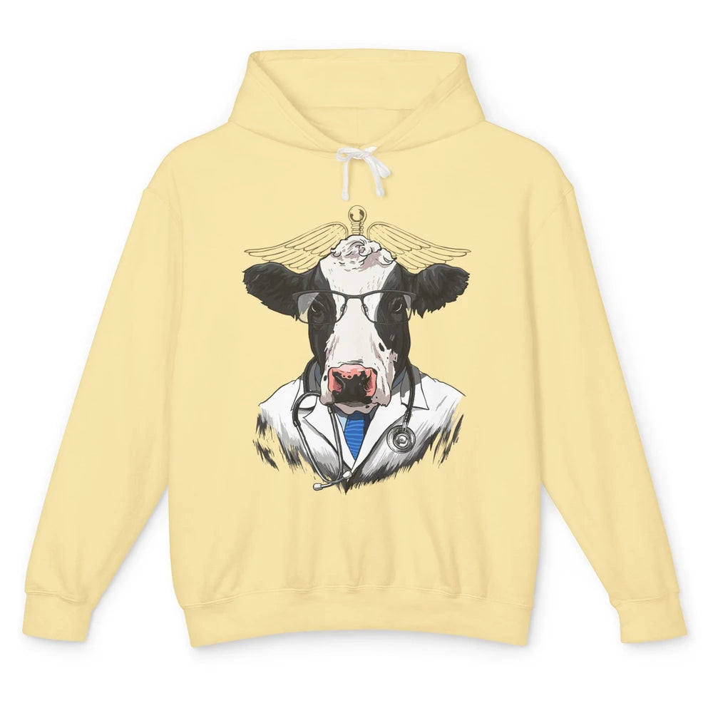 Funny Cow Vet Doctor Physician Surgeon Vet Tech Veterinarian Unisex Lightweight Hoodie