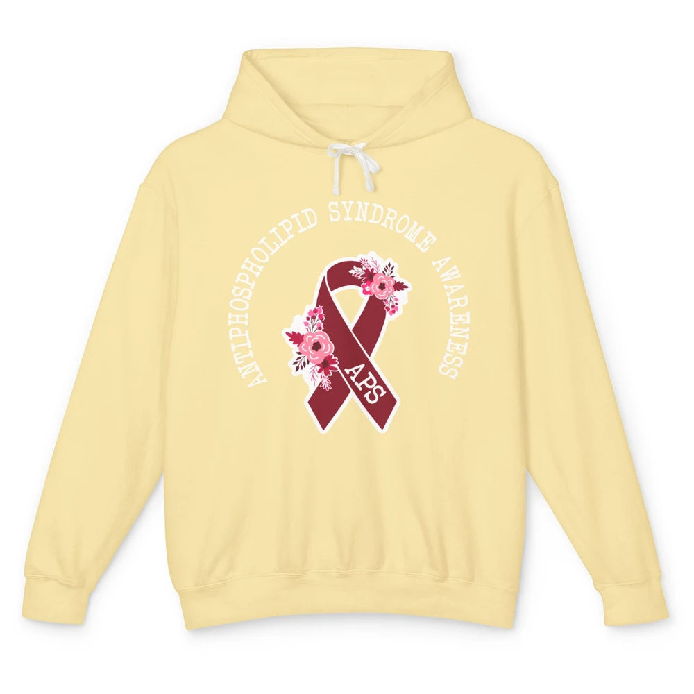 Antiphospholipid Syndrome Awareness APS Burgundy Ribbon Unisex Lightweight Hoodie