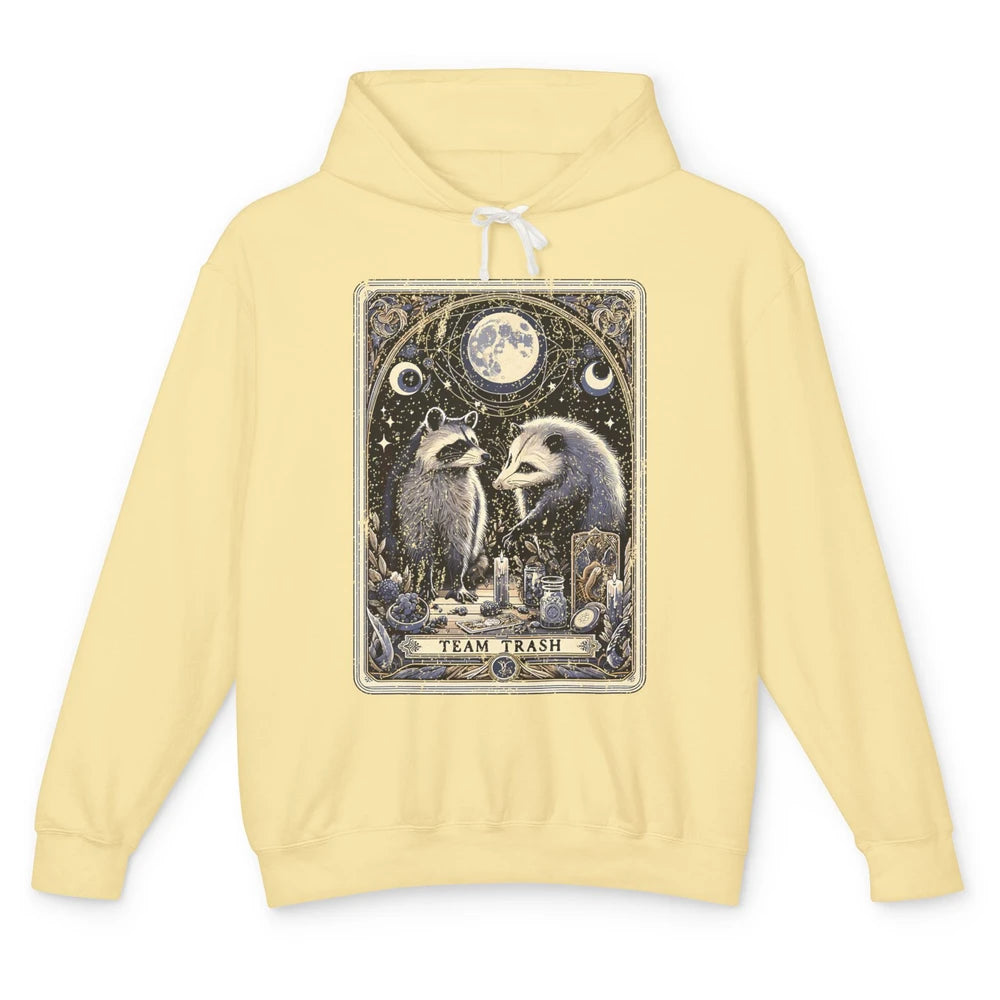 Team Trash Tarot Card Opossum Witchcraft Goth Possum Vintage Panda Raccoon Sarcastic Unisex Lightweight Hoodie