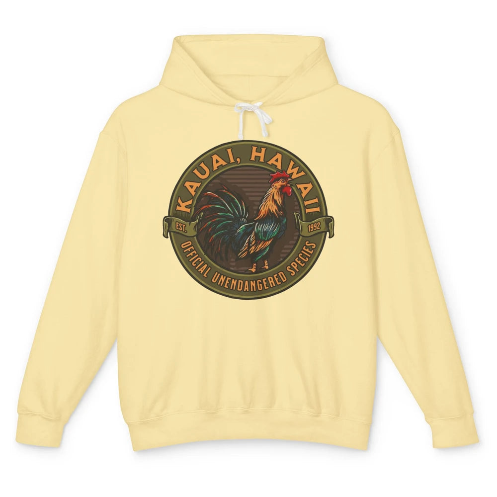 Funny Chicken Rooster Kauai Hawaii Unendangered Species Unisex Lightweight Hoodie