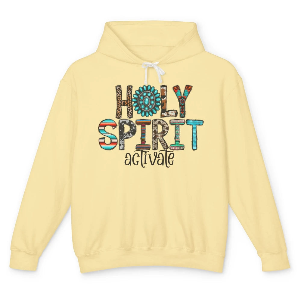 Holy Spirit Activate Western Leopard Christian Religious Unisex Lightweight Hoodie