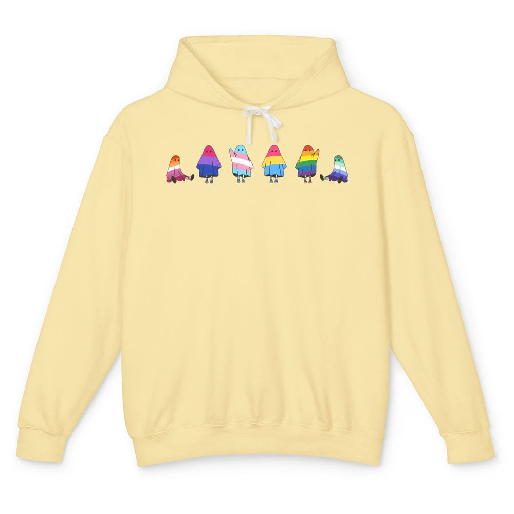 Cute Gay Baby Ghosts Spooky LGBTQ Lesbian Gay Pride Month Unisex Lightweight Hoodie