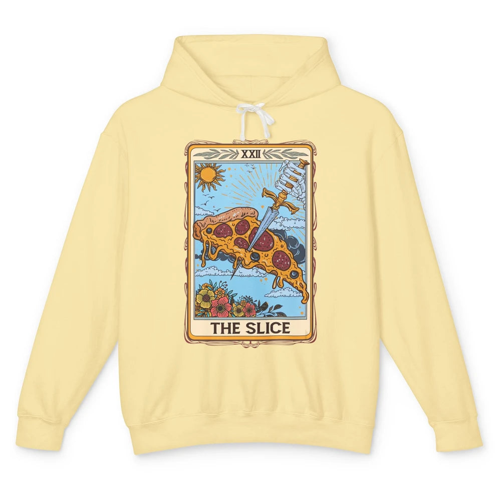 Funny Floral The Slice Tarot Card Pizza Fast Food Vintage Unisex Lightweight Hoodie