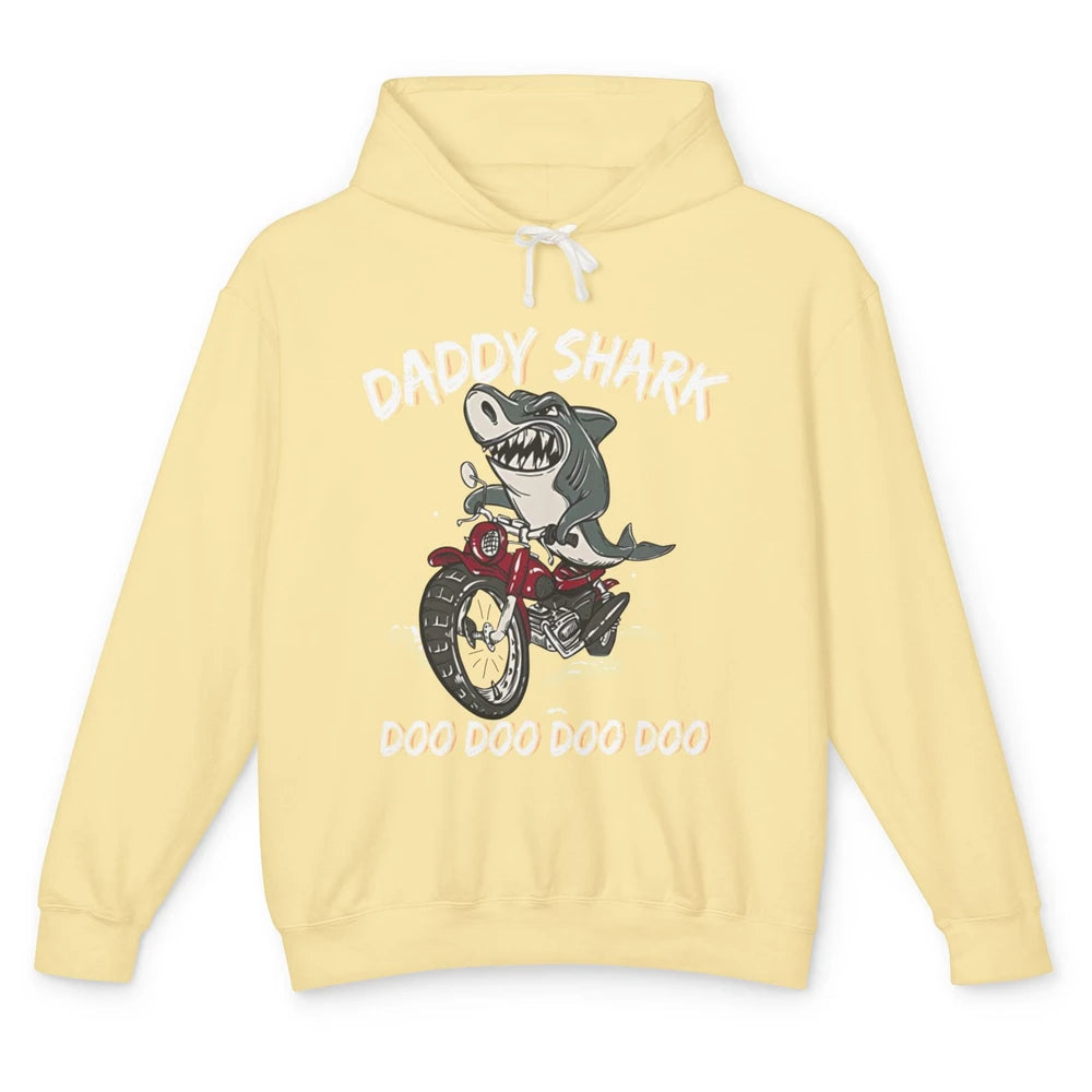 Mens Daddy Shark Motorcycle Funny Biker Dad Fathers Day Gift Unisex Lightweight Hoodie