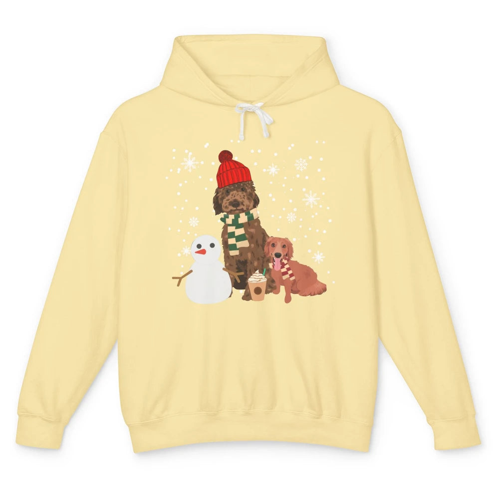 Christmas Goldendoodle Winter Dog Snowman Doodle Xmas Gift Unisex Lightweight Hoodie