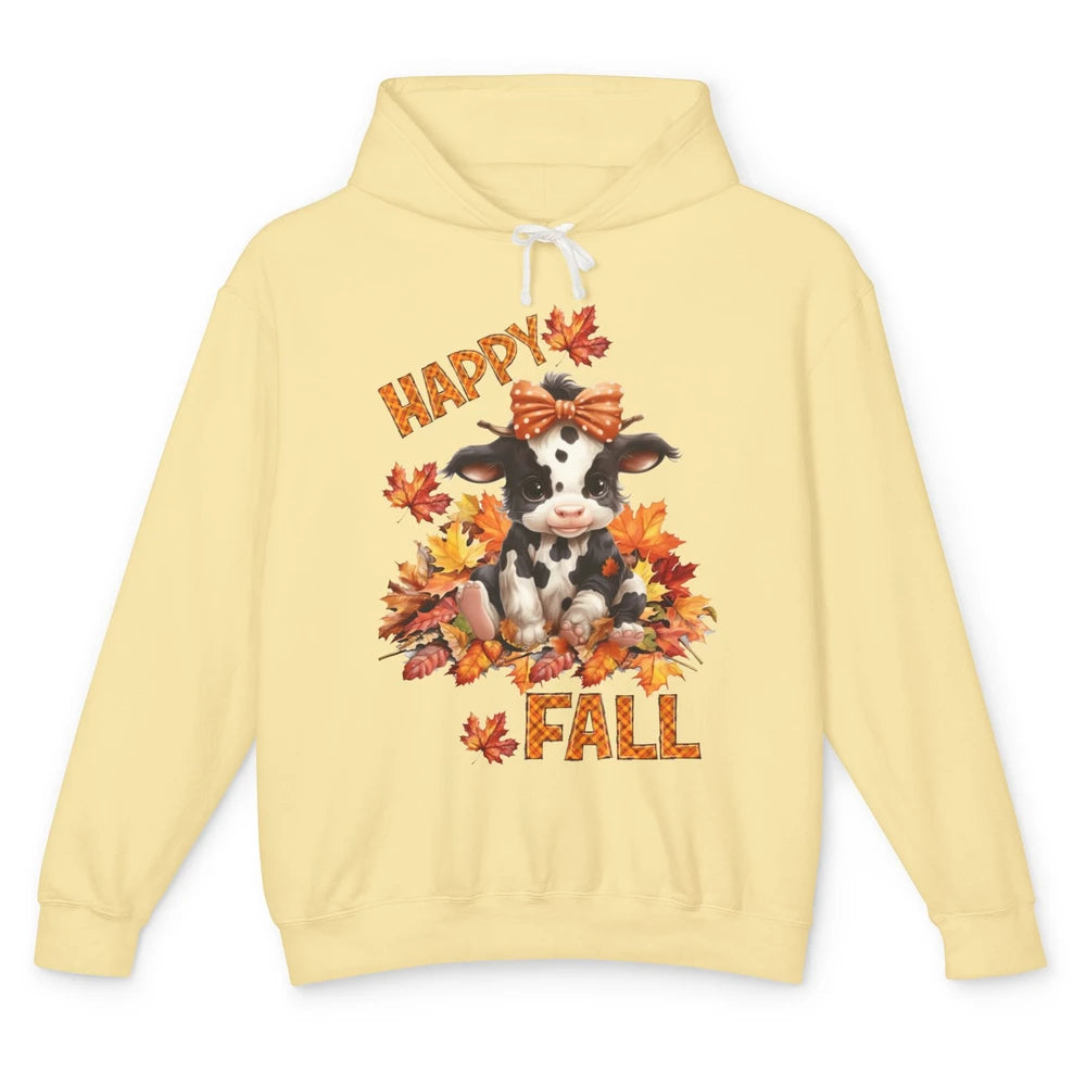 Cute Baby Cow Bandana Hay Fall Pumpkin Thanksgiving Autumn Unisex Lightweight Hoodie