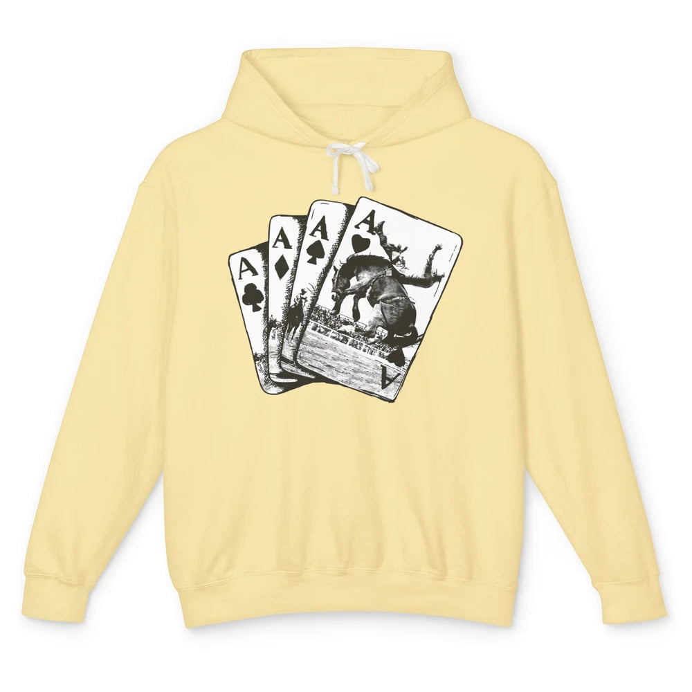 Punchy Cowboy Horsing Playing Cards Western Cowboy Rodeo Unisex Lightweight Hoodie