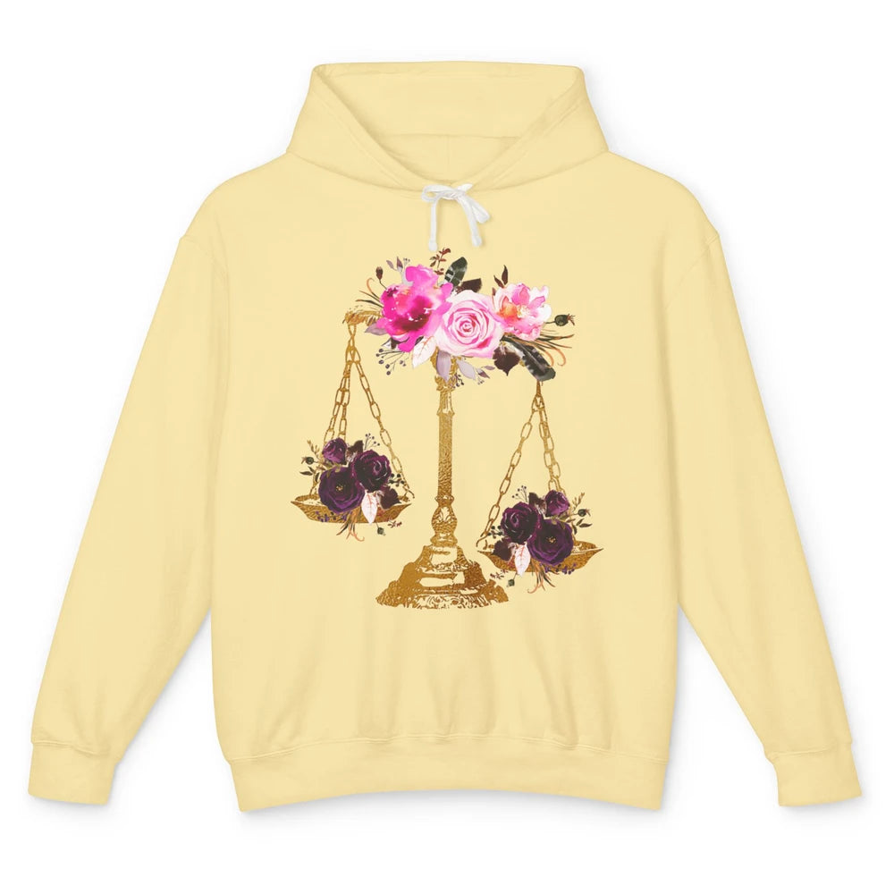 Wildflowers Lawyer Office Scales Roses Justice Law School Unisex Lightweight Hoodie