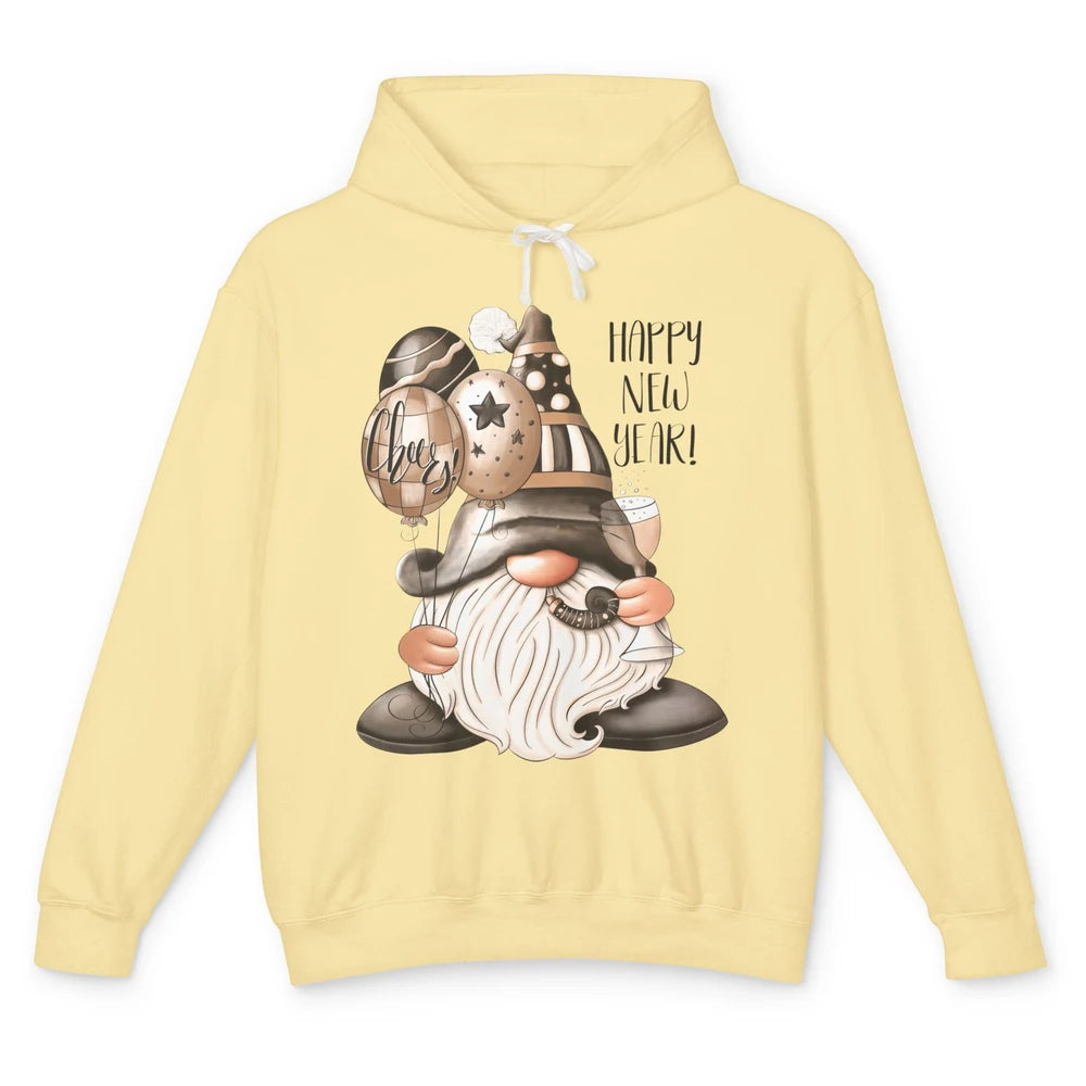 Happy New Year Gnome Champagne New Year Eve Cheer Gnomies Unisex Lightweight Hoodie