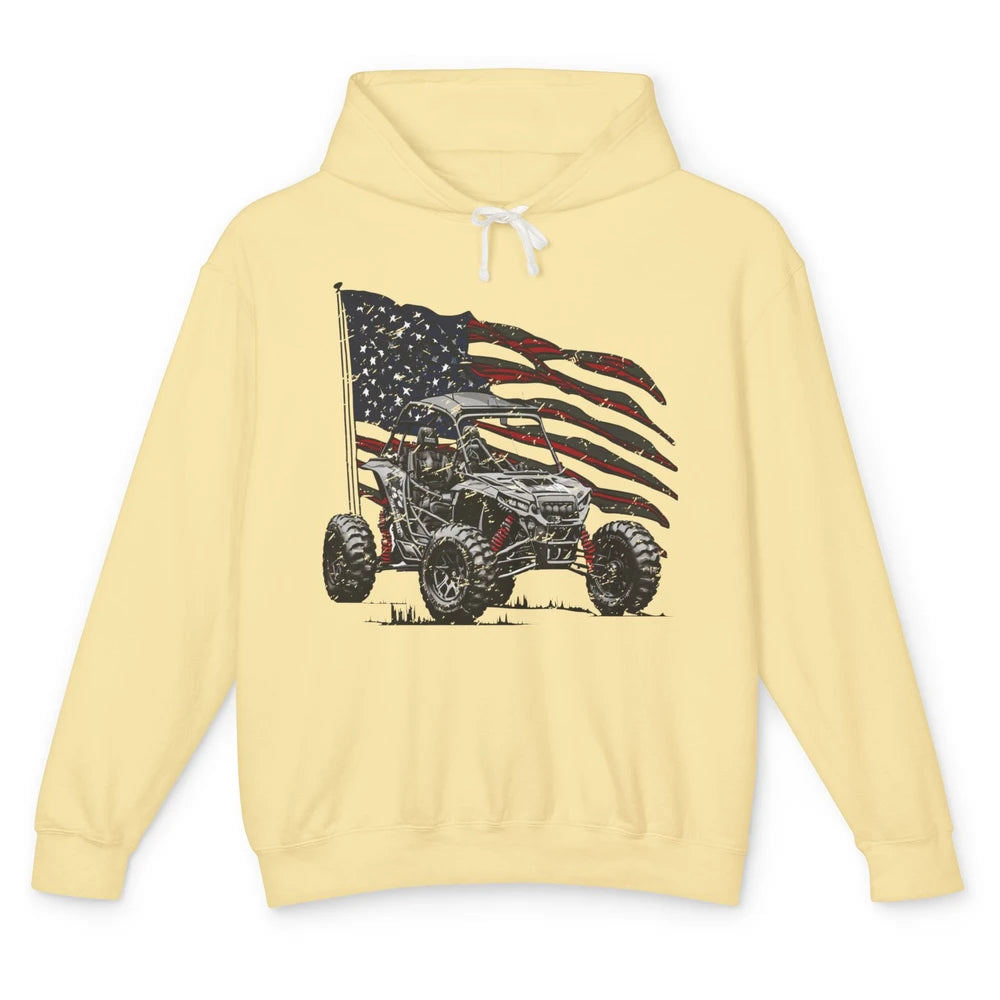 US Flag ATV UTV Rider July 4th American Patriotic Mud Riding Unisex Lightweight Hoodie