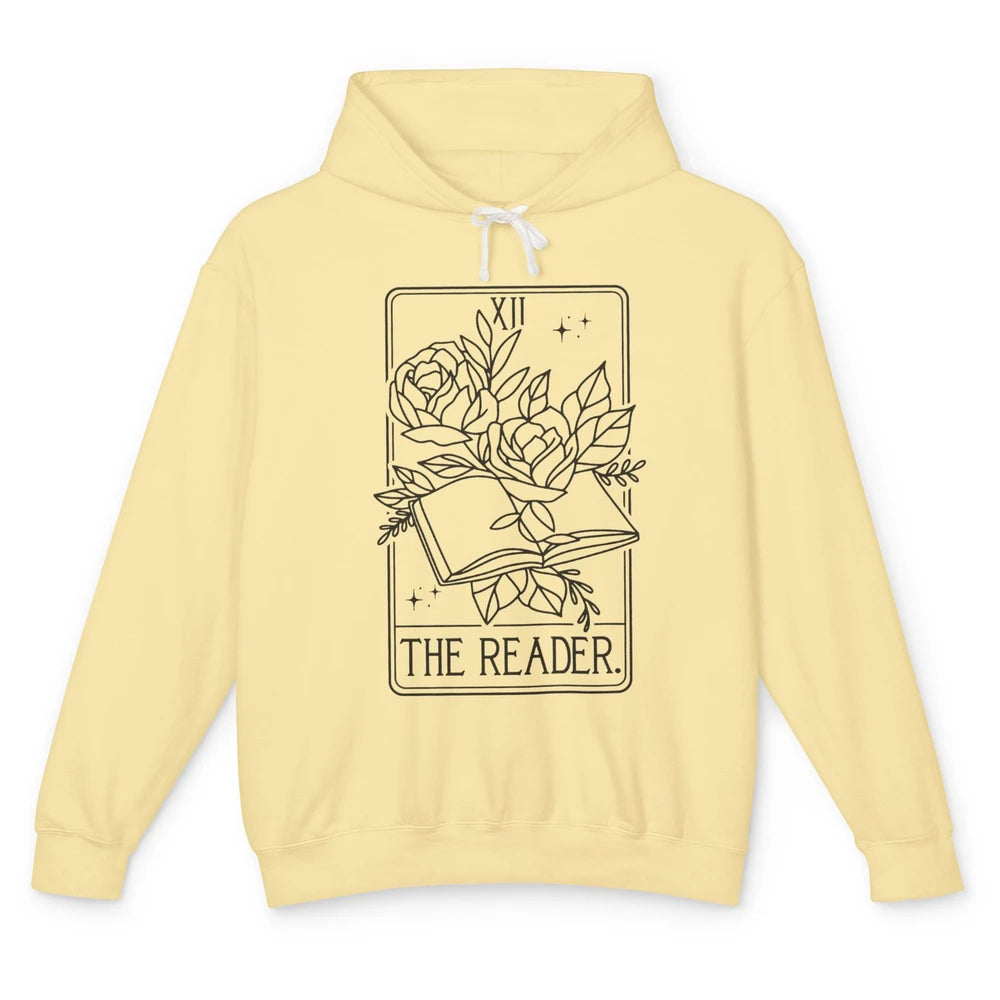 The Reader Tarot Card Mystic Floral Bookish Gothic Aesthetic Unisex Lightweight Hoodie