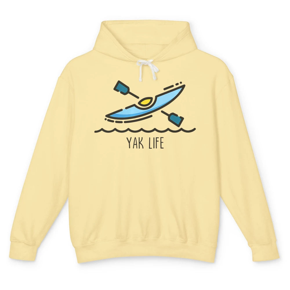 Yak Life Sunset Kayak Kayaking Retro 70s Paddling Outdoor Unisex Lightweight Hoodie