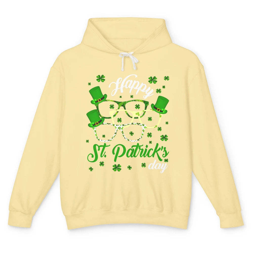 St Patrick’s Day Optometrist Glasses Shamrock Irish Lucky Unisex Lightweight Hoodie