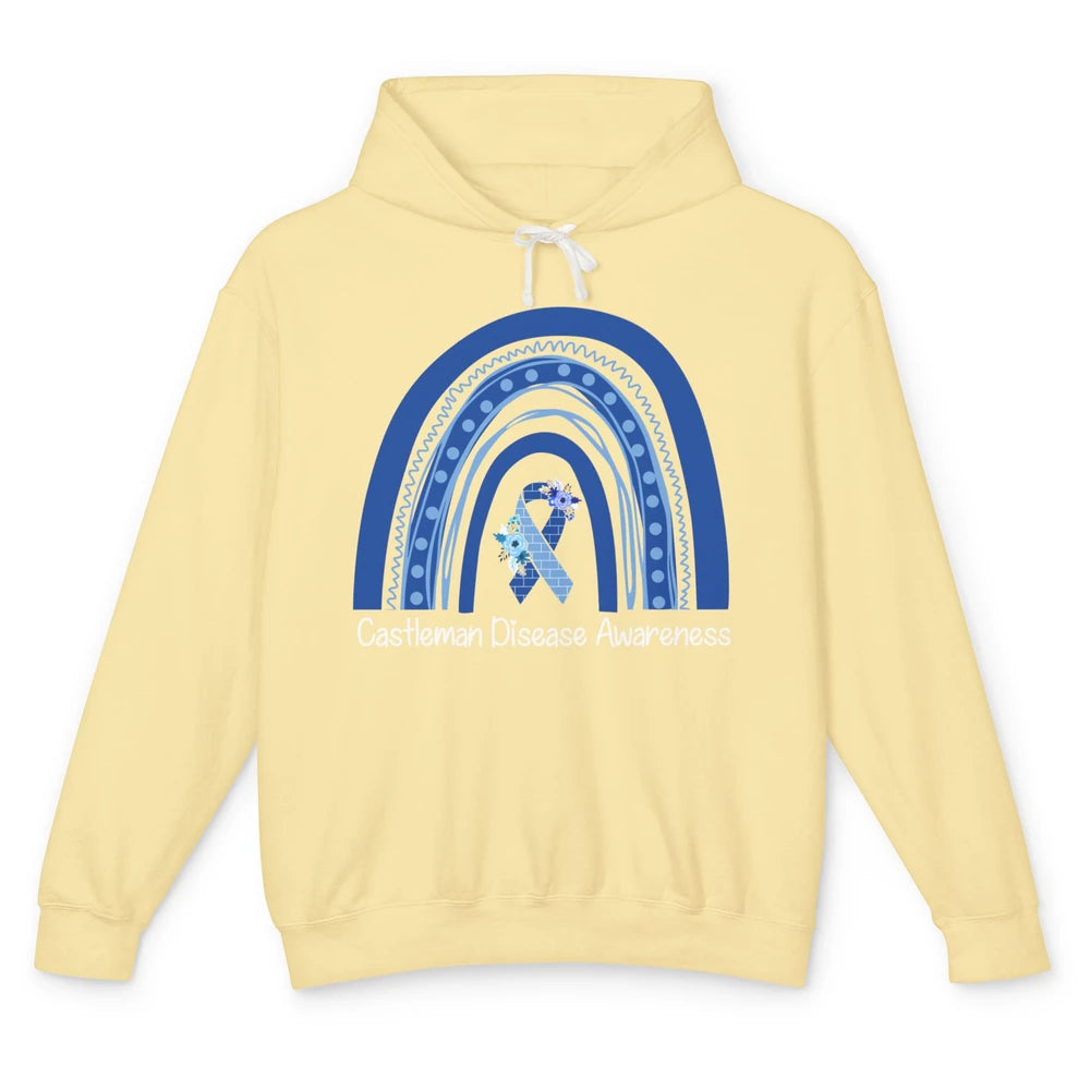 Castleman Disease Awareness Floral Blue Ribbon Rare Disease Unisex Lightweight Hoodie