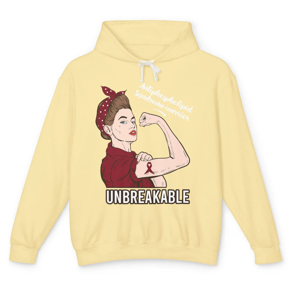 Antiphospholipid Syndrome Ribbon Strong Woman Unbreakable Unisex Lightweight Hoodie