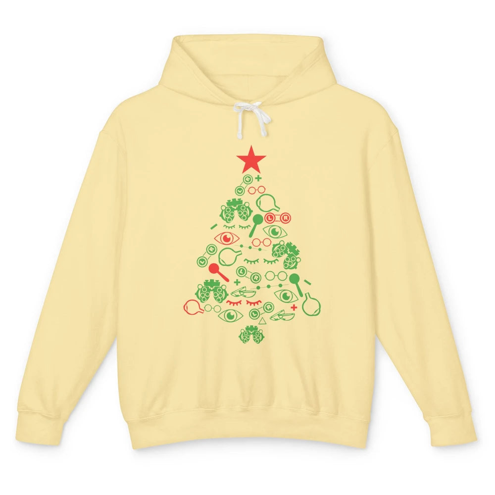 Funny Optometrist Symbols Christmas Tree Optician Optometry Unisex Lightweight Hoodie