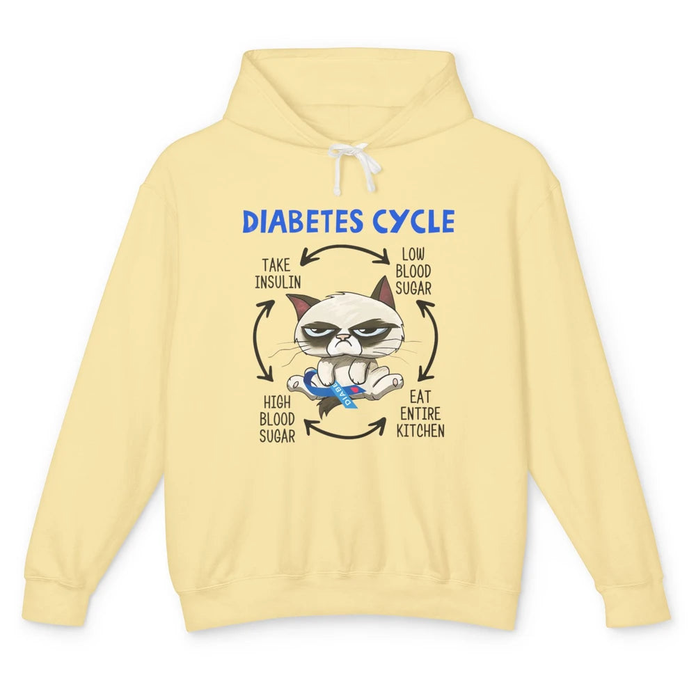 Diabetes Cycle Funny Cat Awareness Insulin Grumpy Warrior Unisex Lightweight Hoodie