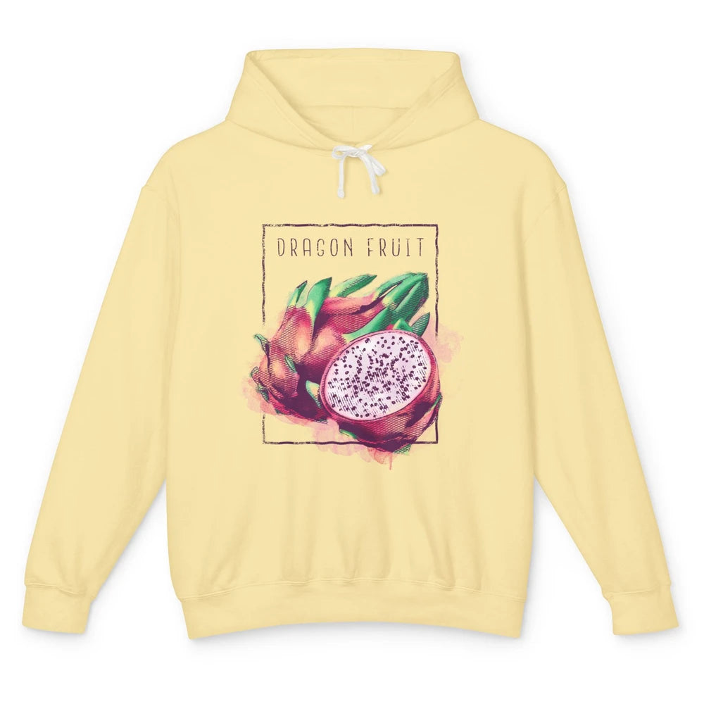 Watercolor Dragonfruit Tropical Paradise Summer Vegan Fruit Unisex Lightweight Hoodie