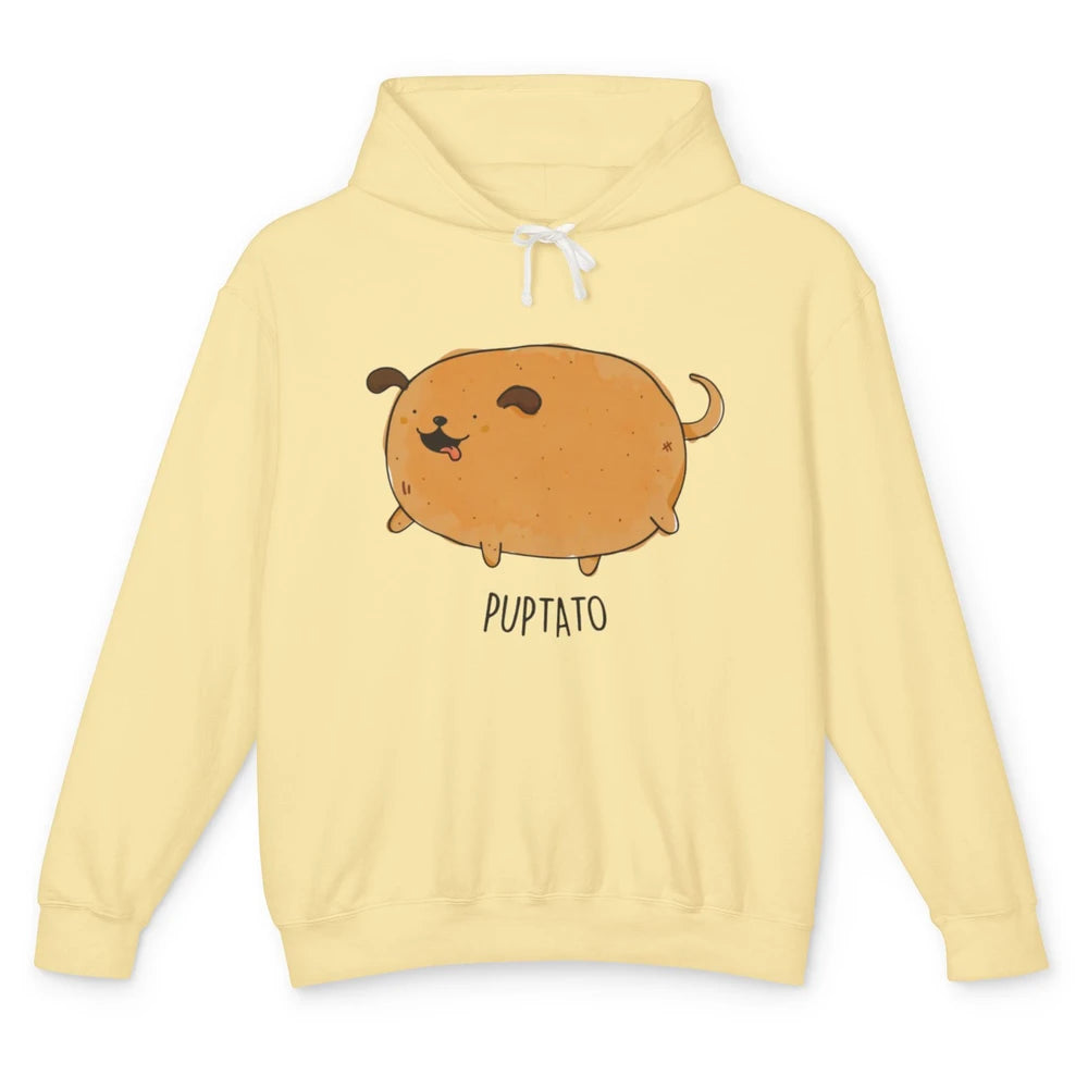 Funny Puptato Puppy Dog Potato Pet Animal Pun Wordplay Joke Unisex Lightweight Hoodie