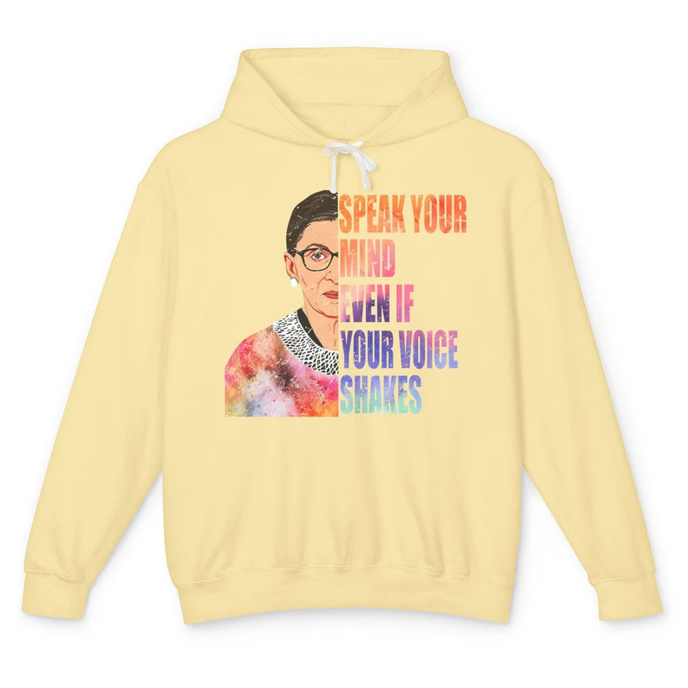 Retro Notorious RBG Speak Your Mind Even If Your Voice Shake Unisex Lightweight Hoodie