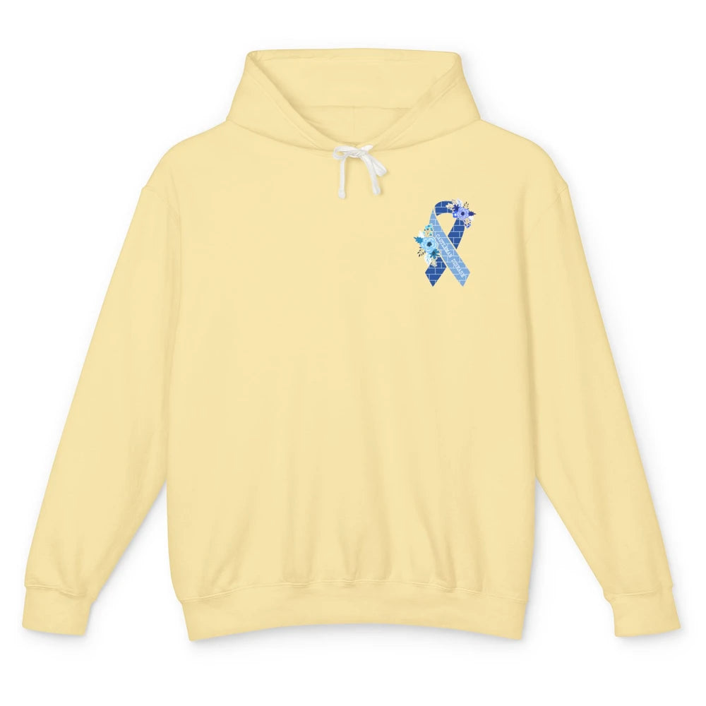 Castleman Disease Awareness Floral Blue Ribbon Rare Disease Unisex Lightweight Hoodie