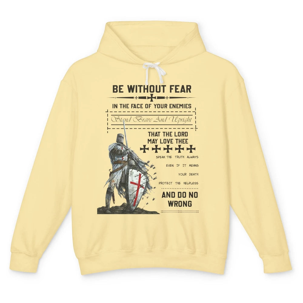 Knight Templar's Oath Be Without Fear In Your Enemies' Face Unisex Lightweight Hoodie