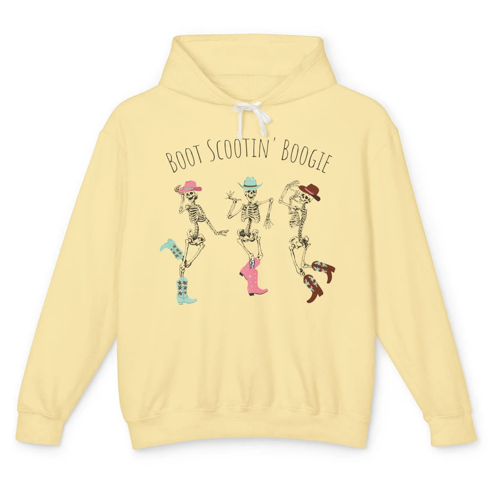 Cowboy Skeleton Dance Boot Scooting Boogie Western Halloween Unisex Lightweight Hoodie