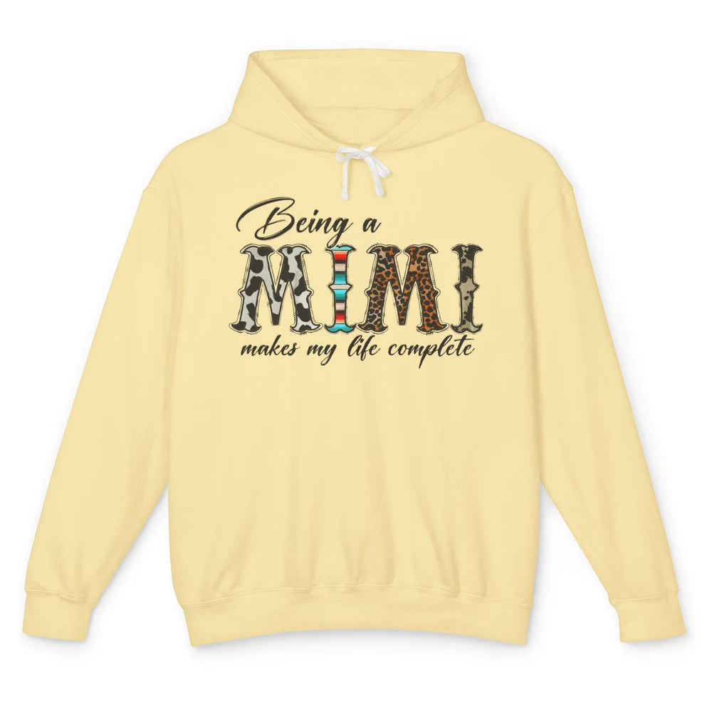 Leopard Being A Mimi Makes My Life Complete Grandma Western Unisex Lightweight Hoodie