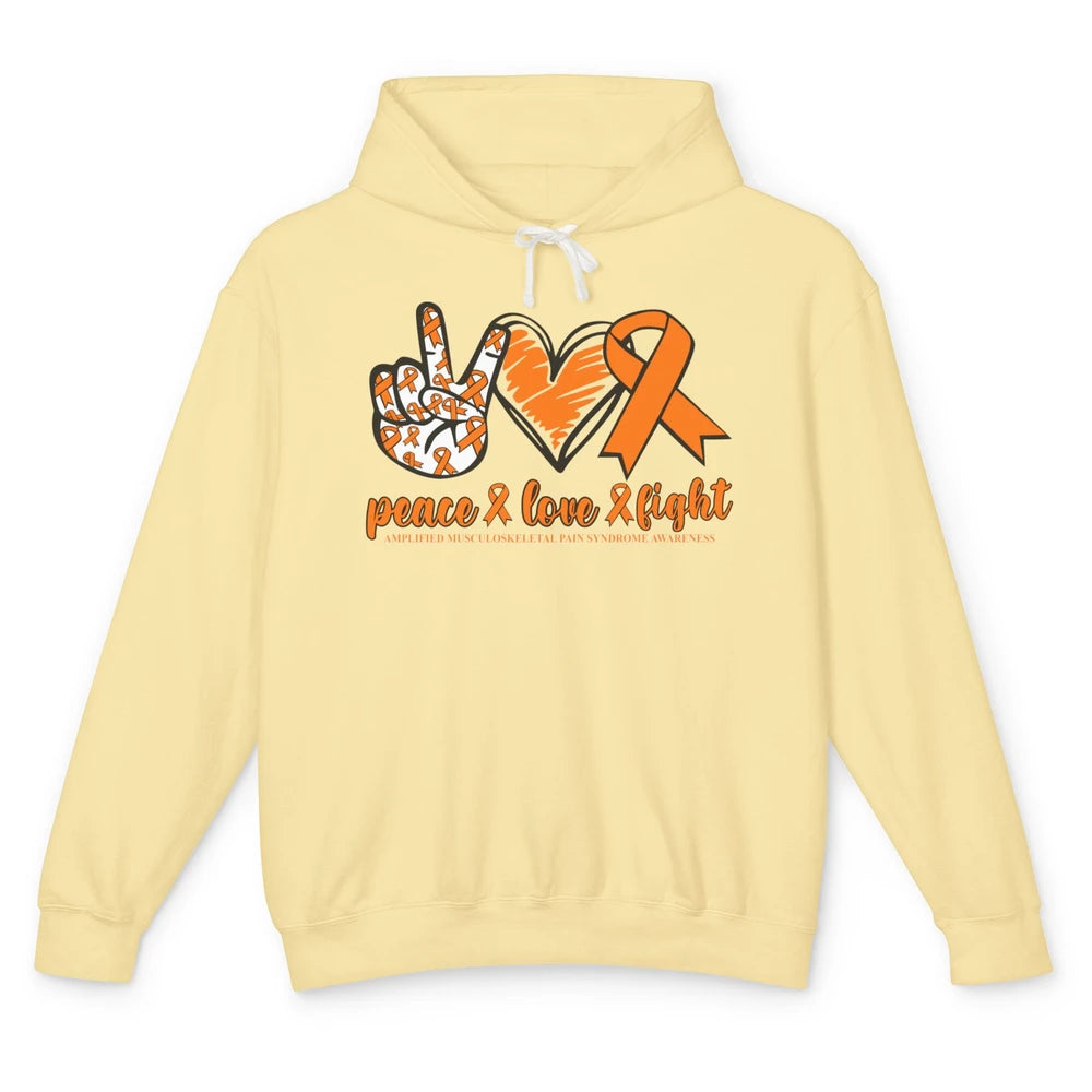 Amplified Musculoskeletal Pain Syndrome Peace Love Fight Unisex Lightweight Hoodie