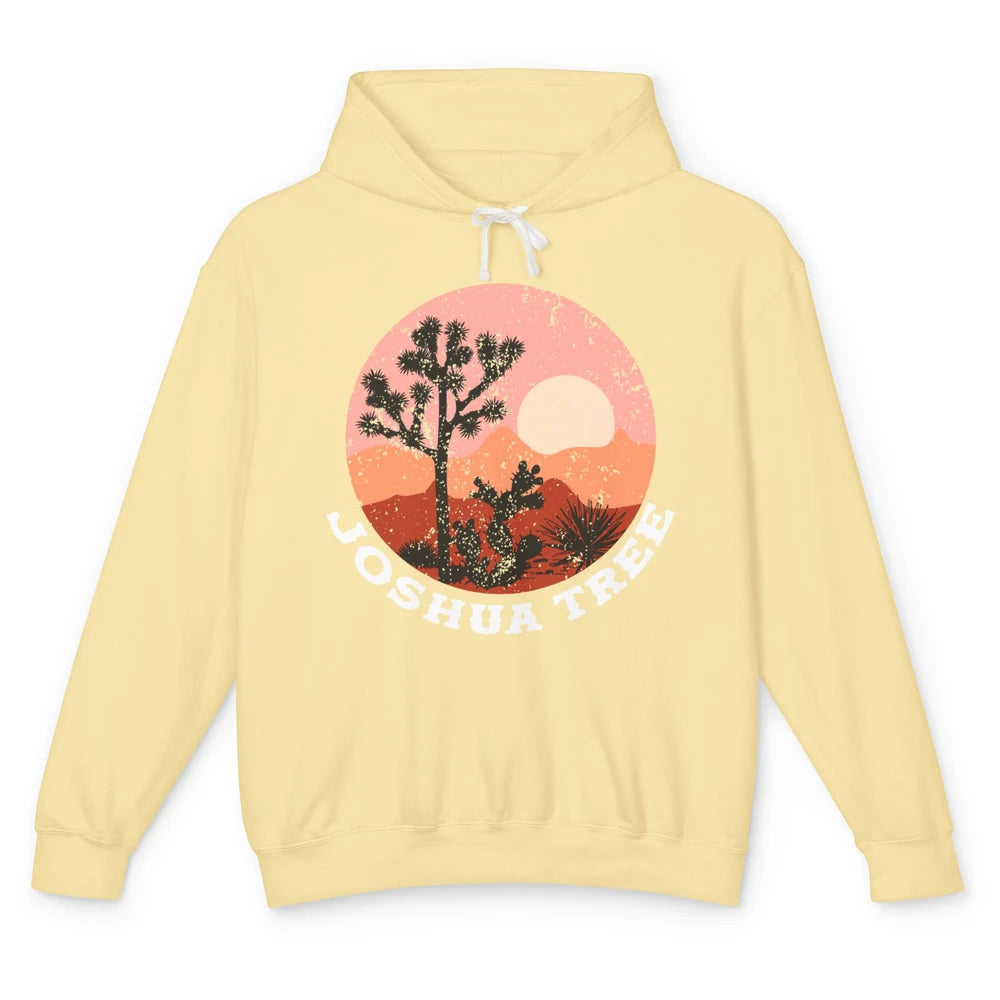 Vintage Desert Sunset Joshua Tree Hippie Girl Inspirational Unisex Lightweight Hoodie