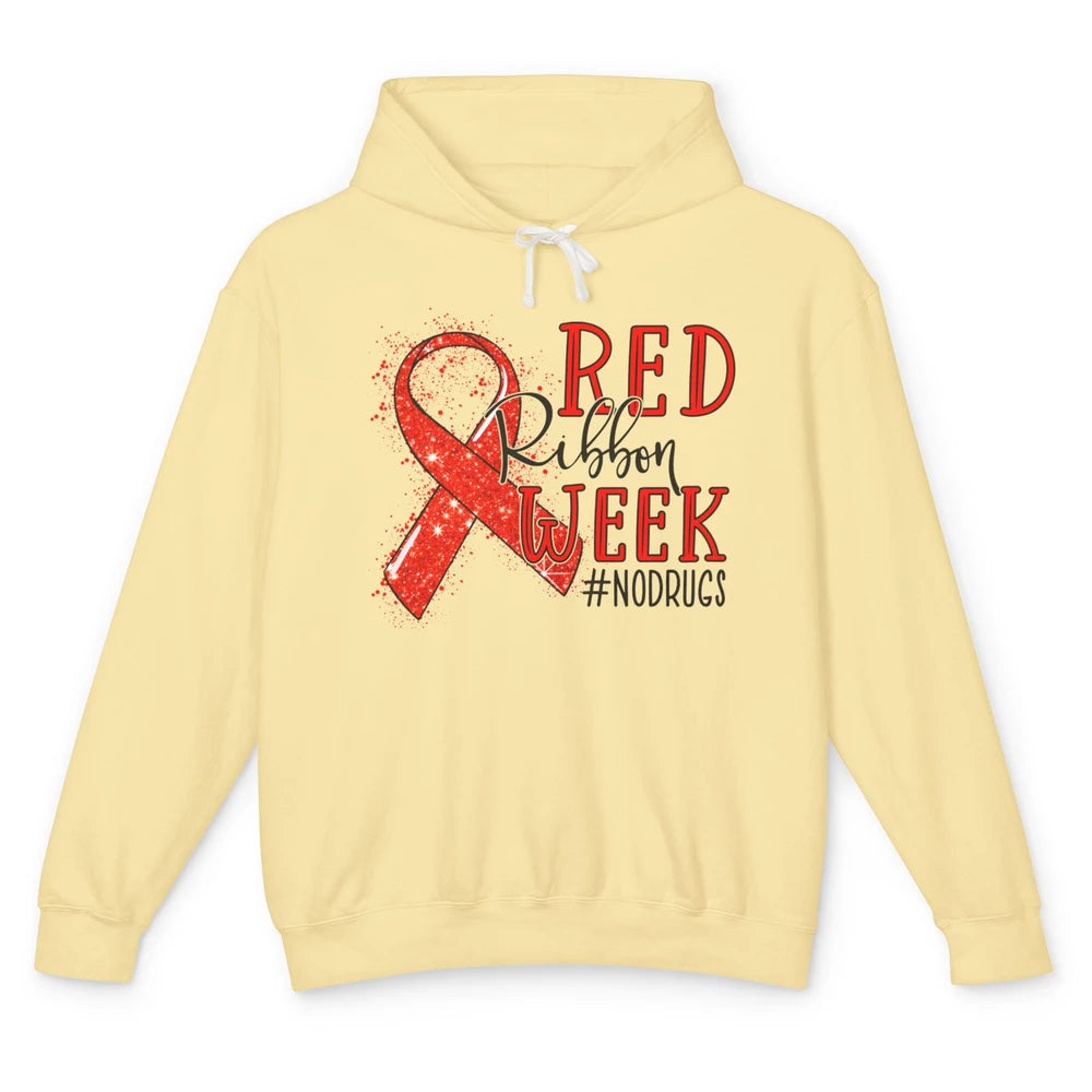 October Red Ribbon Week Awareness No Drugs Drug Free Unisex Lightweight Hoodie