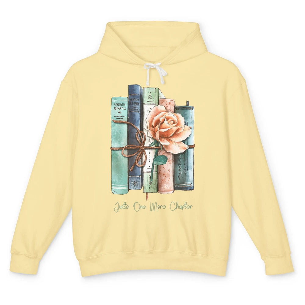 Just One More Chapter Minimalist Floral Book Page Aesthetic Unisex Lightweight Hoodie