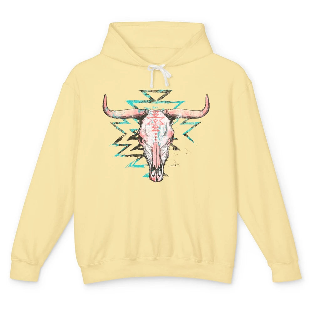 Boho Bull Skull Aztec Rodeo Desert Spirit Western Country Unisex Lightweight Hoodie