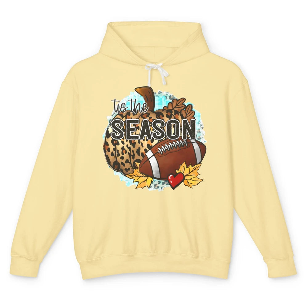 Leopard Football Pumpkin Tis The Season Fall Leaves Autumn Unisex Lightweight Hoodie