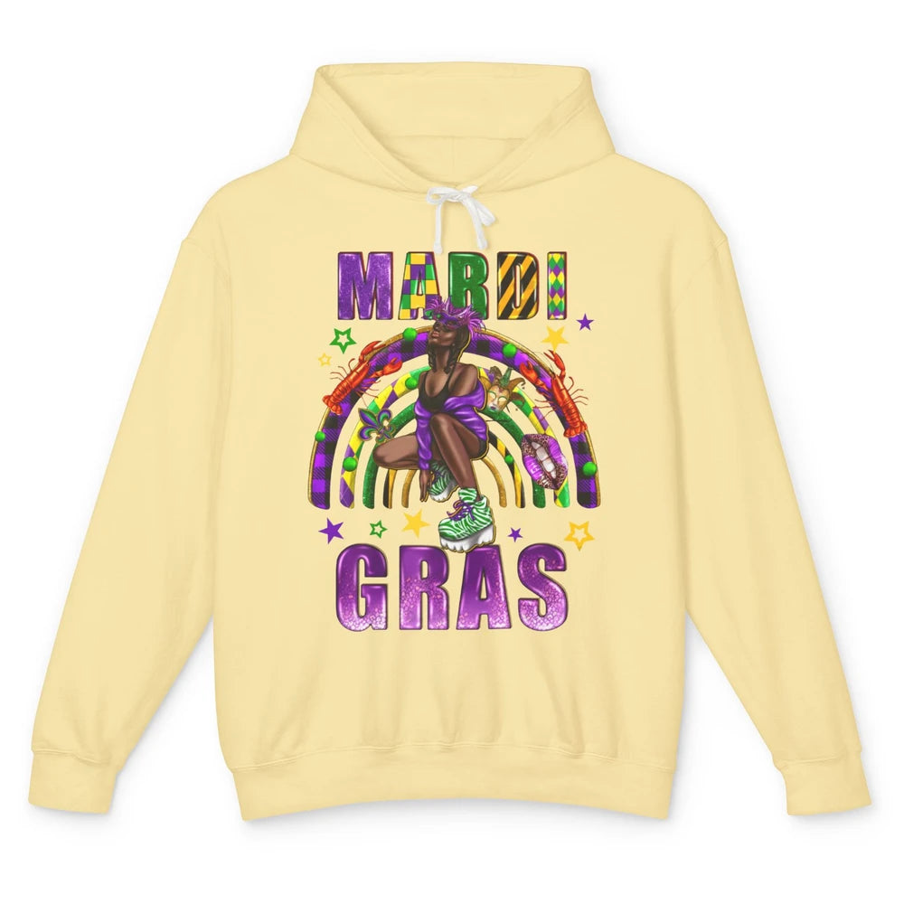 Mardi Gras Afro Woman Fat Tuesday New Orleans Carnivals Unisex Lightweight Hoodie