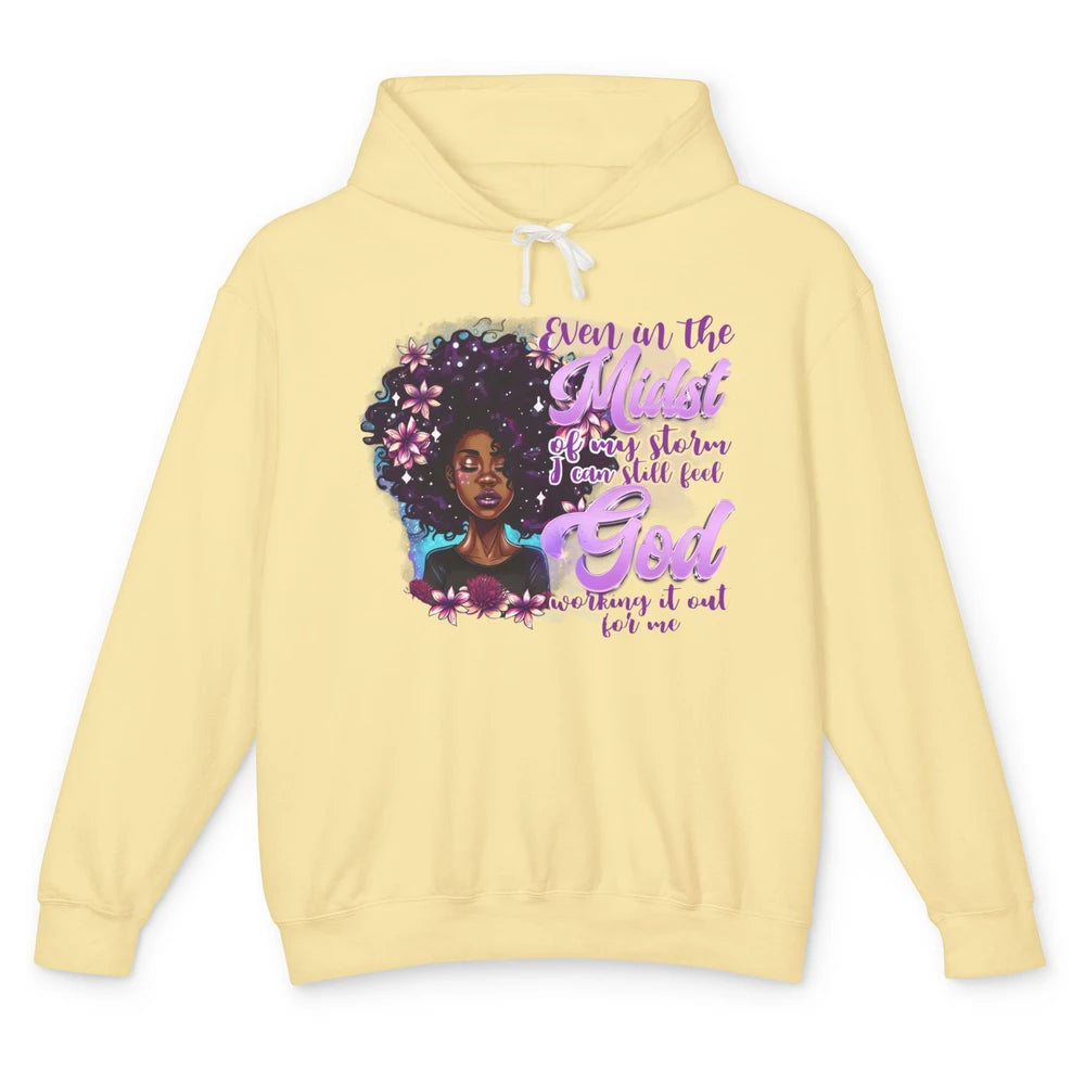 Black Girl In The Midst Of Storm I See God Christian Belief Unisex Lightweight Hoodie