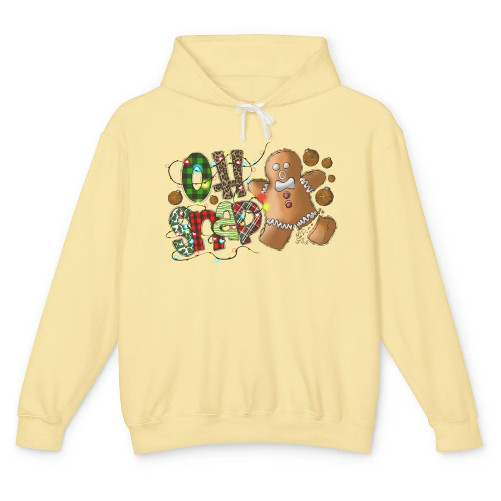 Funny Gingerbread Broken Oh Snap Western Christmas Leopard Unisex Lightweight Hoodie