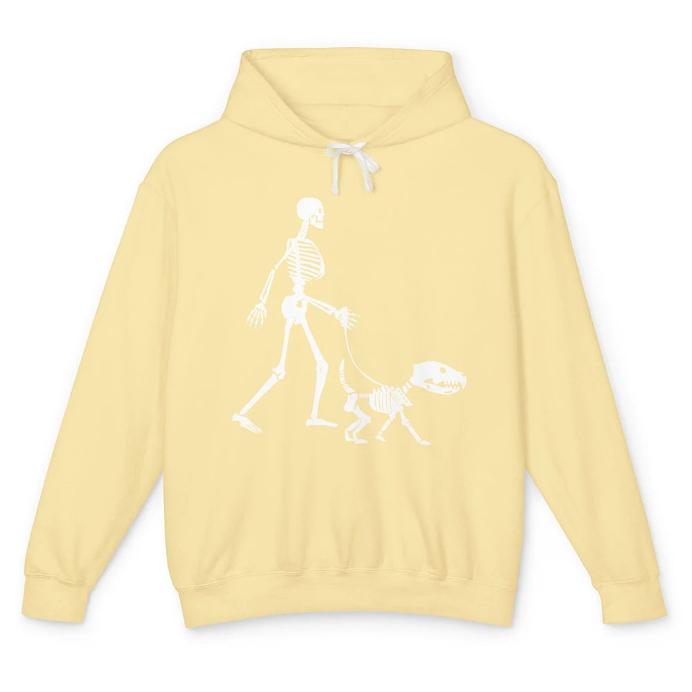 Funny Dog Lover Skeleton Halloween Spooky Death Skull Unisex Lightweight Hoodie