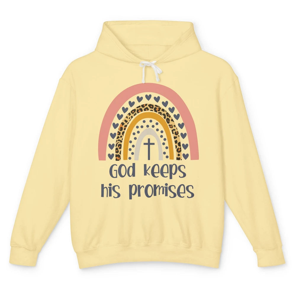 Leopard Rainbow God Keeps His Promises Christian Religious Unisex Lightweight Hoodie