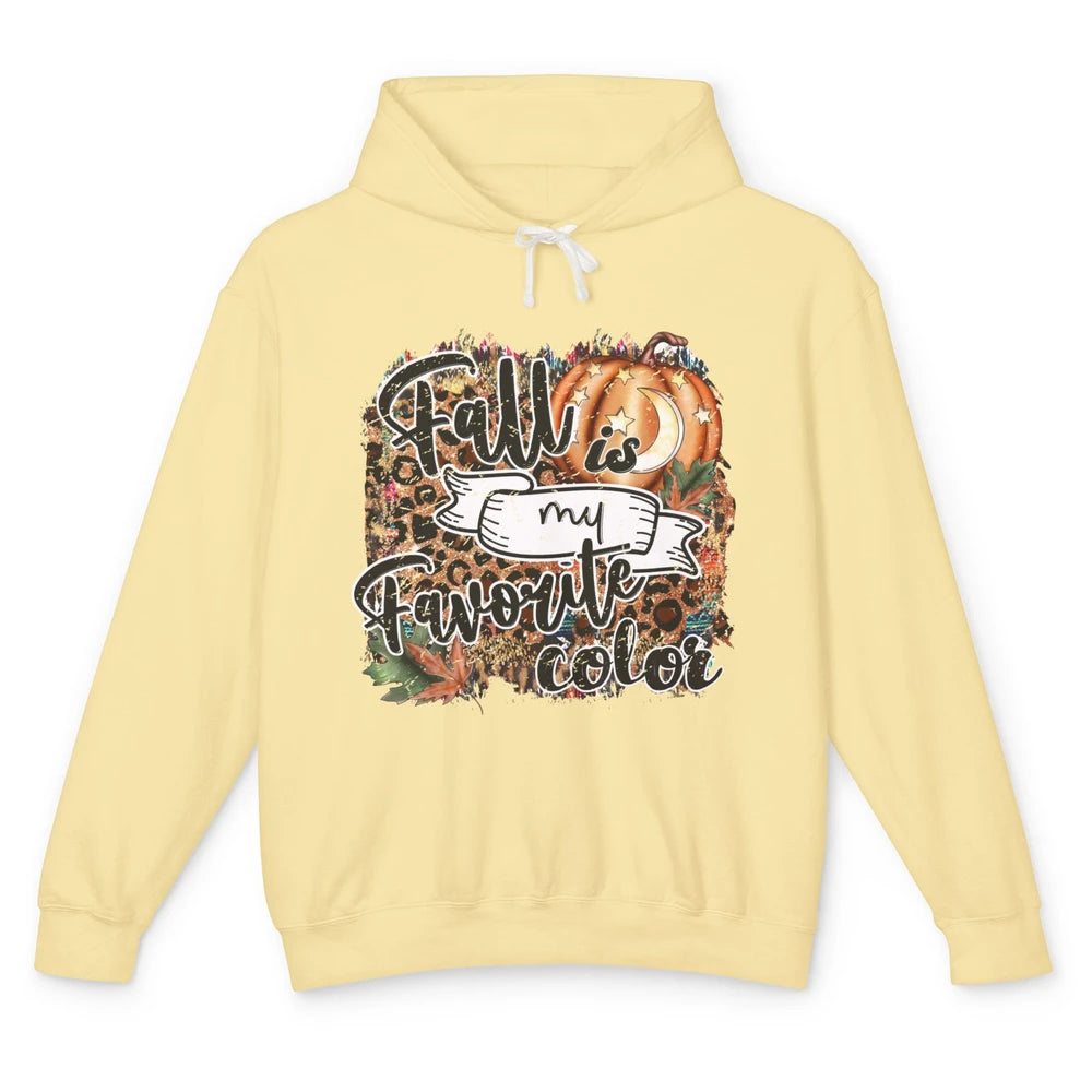 Retro Pumpkin Fall Is My Favorite Color Leopard Autumn Gift Unisex Lightweight Hoodie