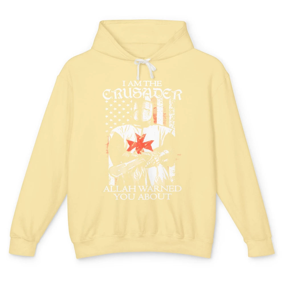 US Flag Knight Templar I'm Crusader Allah Warned You About Unisex Lightweight Hoodie