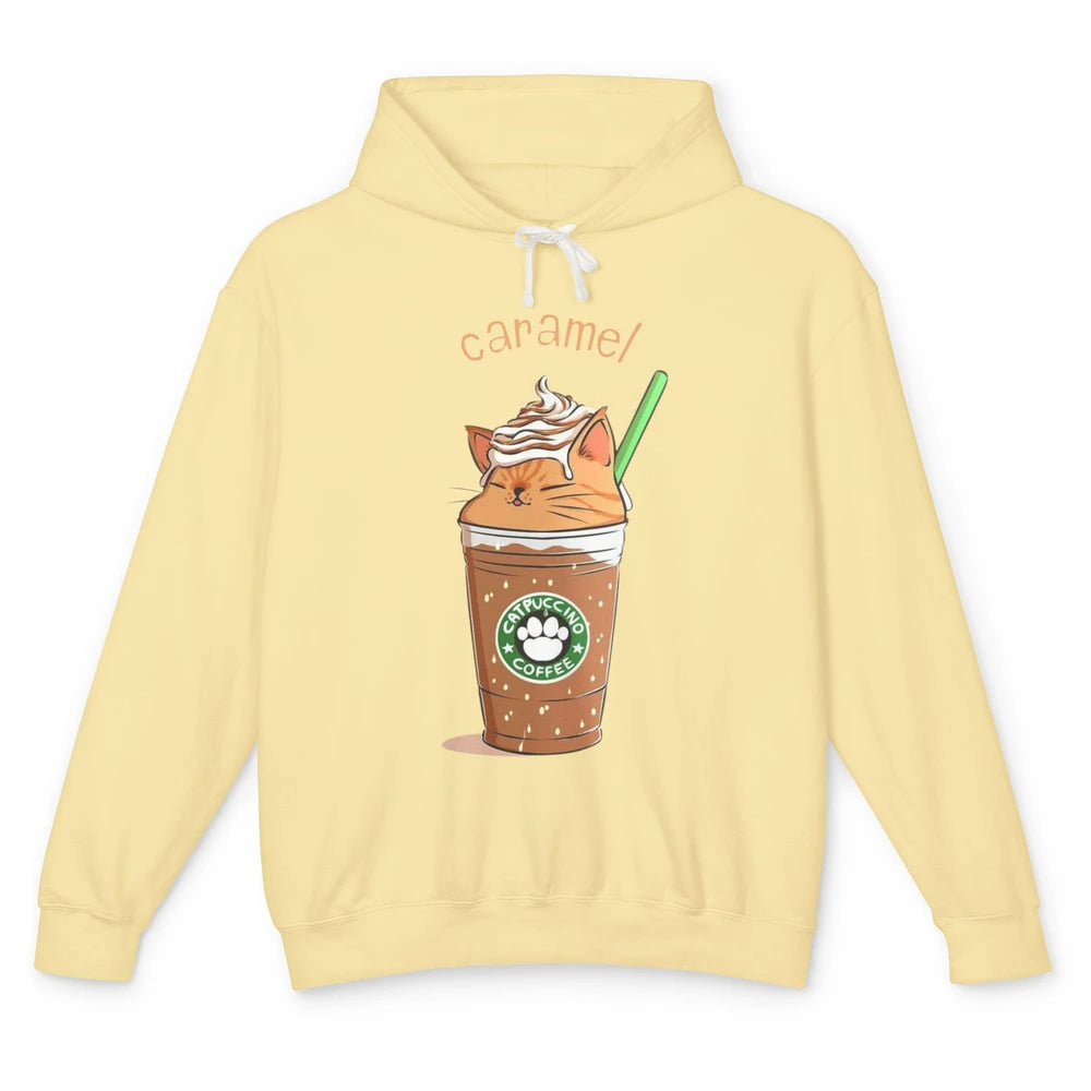 Cute Caramel Orange Cat Animals Pet Catpuccino Coffee Kitten Unisex Lightweight Hoodie