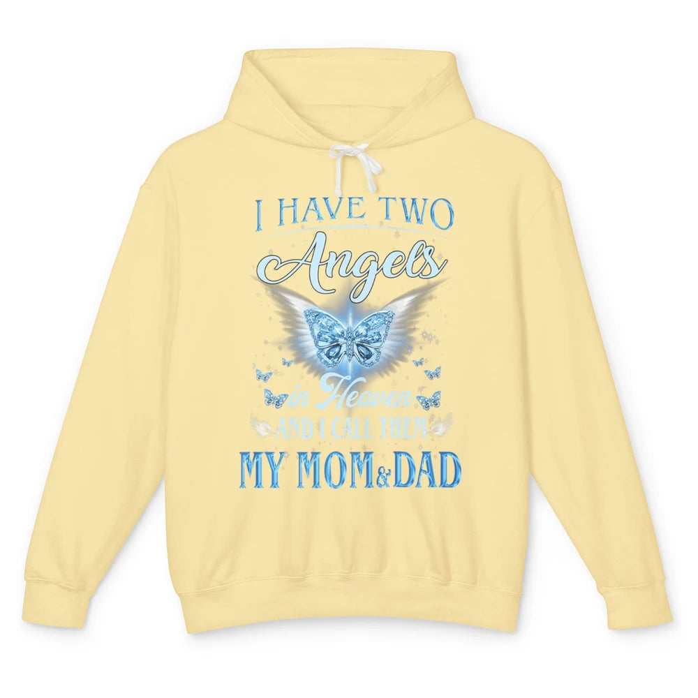 My Mom And Dad In Heaven Angel Wings Mother Memories Forever Unisex Lightweight Hoodie