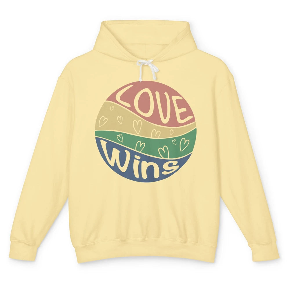 Vintage Love Wins LGBT Gay Pride Month Love Is Love Unisex Lightweight Hoodie