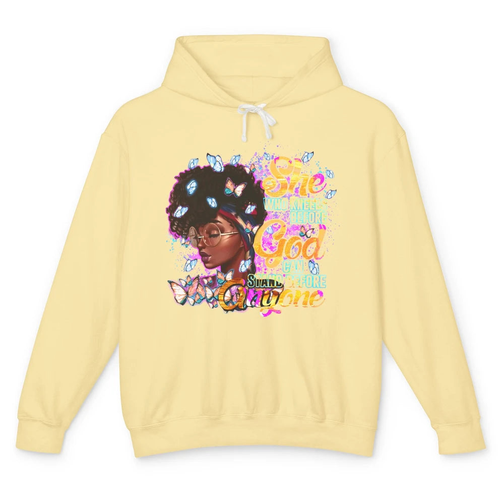 Black Girl She Who Kneels Before God Christian Afro Women Unisex Lightweight Hoodie