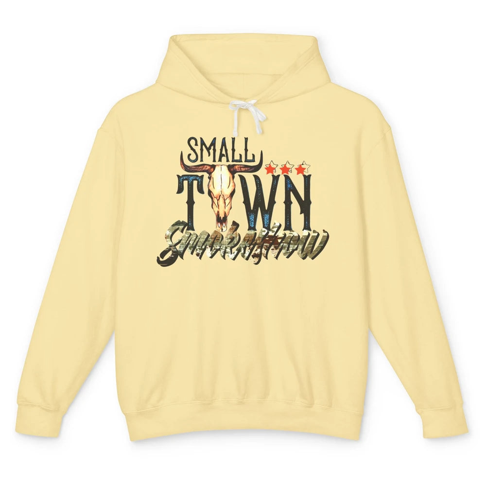 Boho Bull Skull Small Town Smokeshow Western Country Cowgirl Unisex Lightweight Hoodie