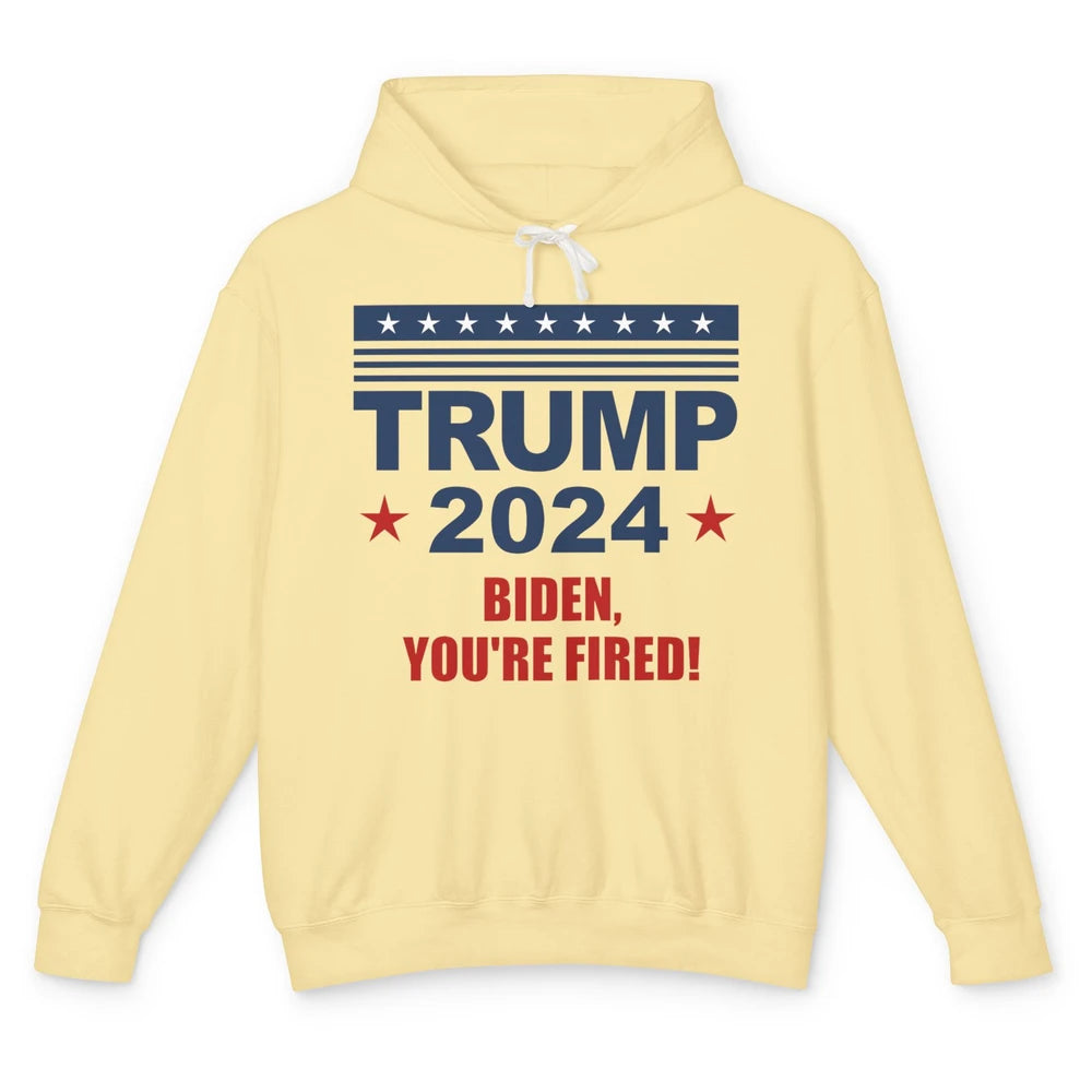 Retro US Flag Trump 2024 Return Biden You're Fired Patriot Unisex Lightweight Hoodie