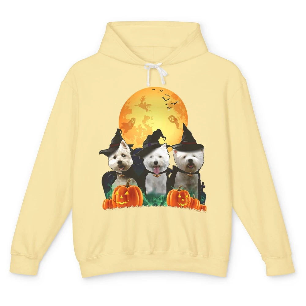 Westie Witch Pumpkin Jack-o-lantern Halloween Dog Mom Gift Unisex Lightweight Hoodie